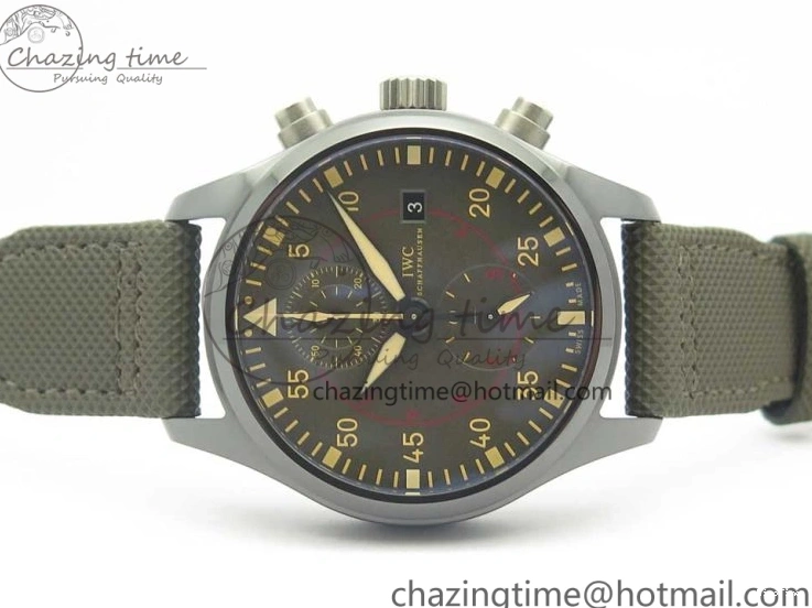 MIROTIME 0821 Classic PILOT IW389001 ZF 1:1 Best Edition Ceramic Case Green Dial on Green Nylon Strap A7750 (Function Same As Genuine) 7160